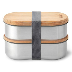 Stalowy pojemnik na żywność Bento Box Black + Blum - almond / grey