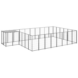 Kojec dla psa, czarny, 15,73 m², stalowy