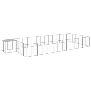Kojec dla psa, srebrny, 26,62 m², stalowy