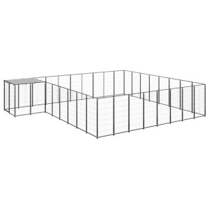 Kojec dla psa, czarny, 20,57 m², stalowy