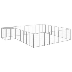 Kojec dla psa, srebrny, 20,57 m², stalowy