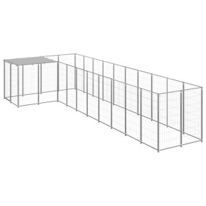 Kojec dla psa, srebrny, 7,26 m², stalowy