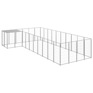 Kojec dla psa, srebrny, 13,31 m², stalowy