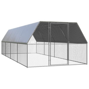 Klatka zewnętrzna dla kurcząt, 3x8x2 m, stal galwanizowana