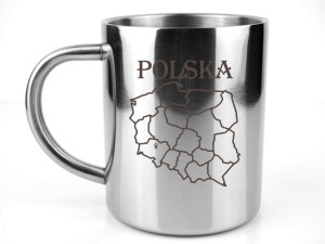 Kubek stalowy metalowy GRAWER MAPA POLSKI