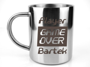Kubek stalowy metalowy GRAWER DLA GRACZA GAME OVER