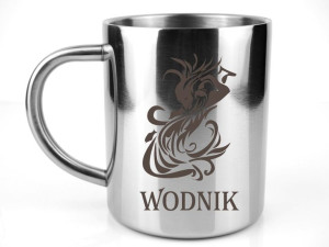 Kubek stalowy metalowy ZNAK ZODIAKU WODNIK