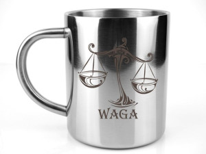 Kubek stalowy metalowy Grawer ZNAK ZODIAKU WAGA