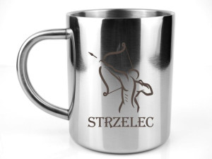 Kubek stalowy metalowy Grawer ZNAK ZODIAKU STRZELEC
