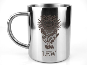 Kubek stalowy metalowy Grawer ZNAK ZODIAKU LEW