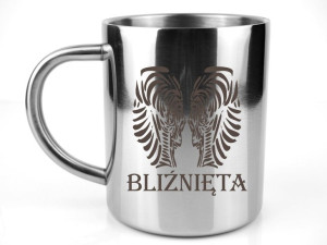  Kubek stalowy metalowy Grawer ZNAK ZODIAKU BLIŹNIĄT
