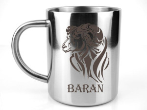 Kubek stalowy metalowy Grawer ZNAK ZODIAKU BARAN