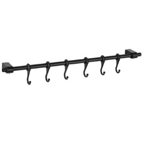 Reling Kuchenny Drążek 53CM z 6 haczykami, czarny