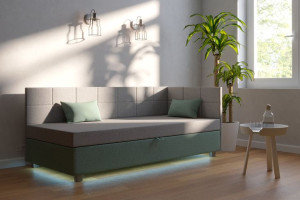 Tapczan jednoosobowy łóżko młodzieżowe Mila 80 cm + led RGB
