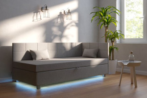 Tapczan jednoosobowy łóżko Mila LED 90cm + poduszka