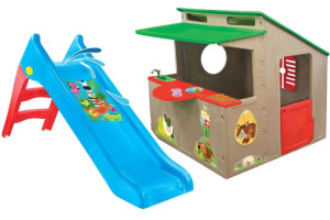 Mochtoys Domek Ogrodowy Country dla dzieci + zjeżdżalnia