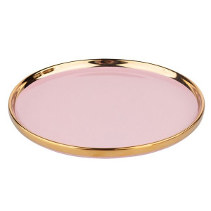 Talerz deserowy porcelanowy Aurora Gold Pudrowy Róż 20 cm