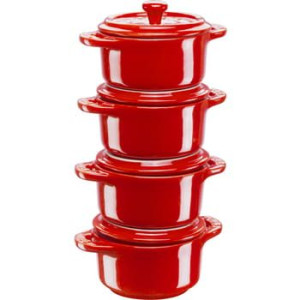 Zestaw 4 sztuk Staub Mini Cocotte czerwone