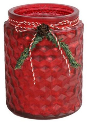 tea-light holder Maya 11 x 11 cm szkło czerwone
