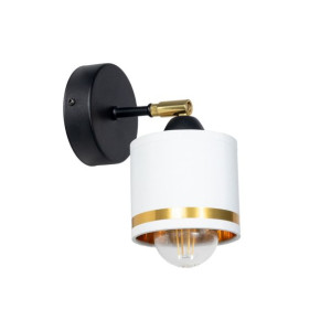 Lampa ścienna biało złota punktowy ruchomy abażur E27