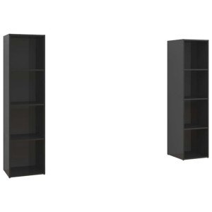 Szafki TV, 2 szt., czarne, wysoki połysk, 142,5x35x36,5 cm