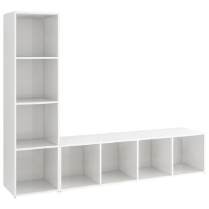 Szafki TV, 2 szt., białe, wysoki połysk, 142,5x35x36,5 cm