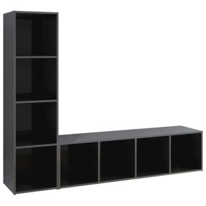Szafki TV, 2 szt., szare, wysoki połysk, 142,5x35x36,5 cm