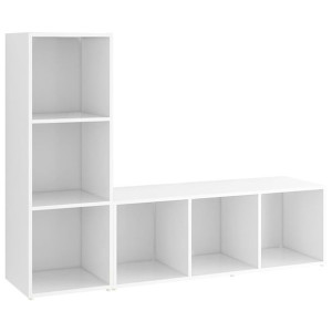 Szafki TV, 2 szt., białe, 107x35x37 cm, płyta wiórowa