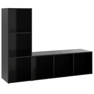 Szafki TV, 2 szt., czarne, 107x35x37 cm, płyta wiórowa