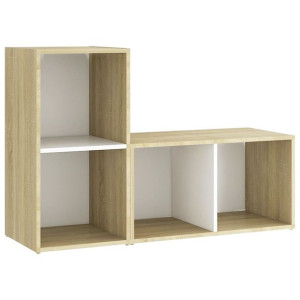 Szafki TV, 2 szt., biel i dąb sonoma, 72x35x36,5 cm, płyta