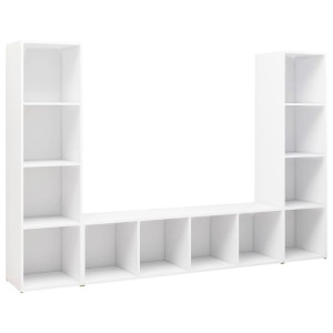 Szafki TV, 3 szt., białe, 142,5x35x36,5 cm, płyta wiórowa