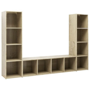 Szafki TV, 3 szt., dąb sonoma, 142,5x35x36,5 cm, płyta wiórowa