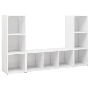 Szafki TV, 3 szt., białe, 107x35x37 cm, płyta wiórowa