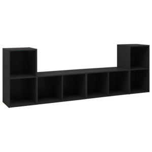 Szafki TV, 4 szt., czarne, 72x35x36,5 cm, płyta wiórowa