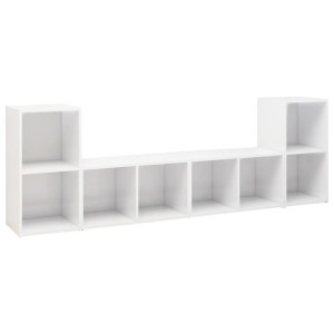 Szafki TV, 4 szt., białe, wysoki połysk, 72x35x36,5 cm, płyta