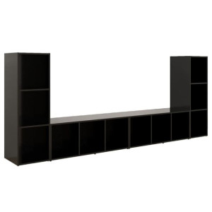 Szafki TV, 4 szt., czarne, 107x35x37 cm, płyta wiórowa