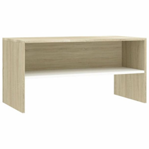 Szafka pod TV, biały i dąb sonoma, 80x40x40 cm, płyta wiórowa
