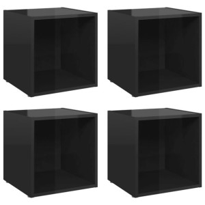 Szafki pod TV, 4 szt., wysoki połysk, czarne, 37x35x37 cm