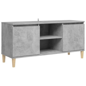 Szafka TV z drewnianymi nóżkami, szarość betonu, 103,5x35x50 cm