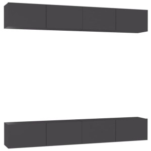 Szafki telewizyjne, 4 szt., szare, 100x30x30 cm, płyta wiórowa