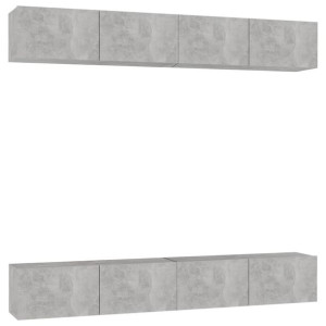 Szafki telewizyjne, 4 szt., szarość betonu, 100x30x30 cm, płyta