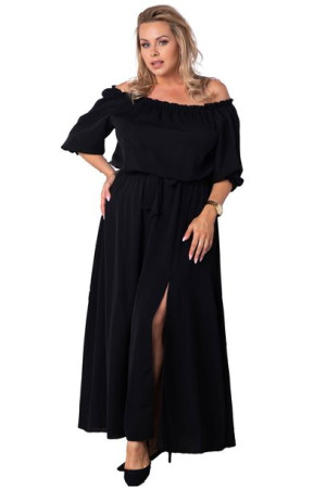 Sukienka ASTRA hiszpanka long czarna 52 PLUS SIZE