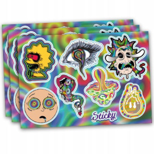 Naklejki psychodeliczne na motor, laptop, kubek ruszają się MIX 8 sztuk