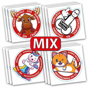 NAKLEJKI KARNY wodoodporne samochód - 50 SZT MIX