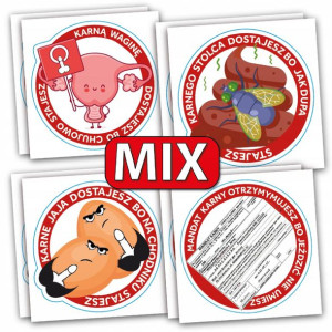 NAKLEJKI KARNE jaja, kupa, wagina, mandat - 100MIX