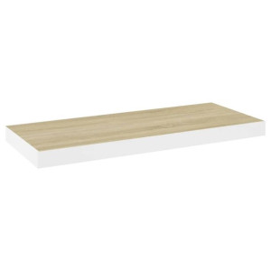 Półka ścienna, kolor dębowy i biały, 60x23,5x3,8 cm, MDF