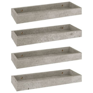 Półki ścienne Loggia, 4 szt., szarość betonu, 40x15x4 cm, MDF