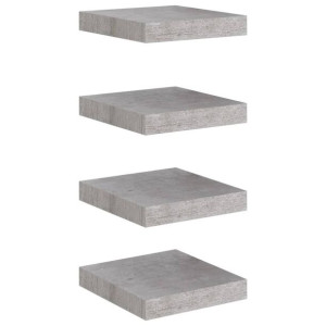 Półki ścienne, 4 szt., szarość betonu, 23 x 23,5 x 3,8 cm, MDF