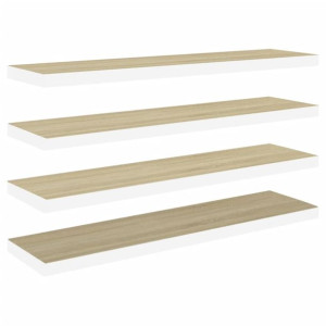 Półki ścienne, 4 szt., dębowo-białe, 100x23,5x3,8 cm, MDF