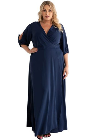 Sukienka DRAGONA na zakładkę wiąza.granatowa 50 PLUS SIZE